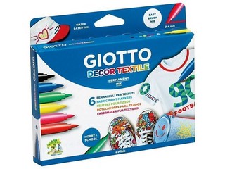 Набор фломастеров для росписи ткани Giotto 'DECORtextile', 6 цветов