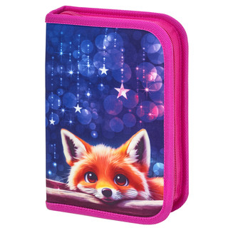 Пенал Cute fox, 1 отделение, 2 откидные планки, полиэстер, 21х14 см, Brauberg