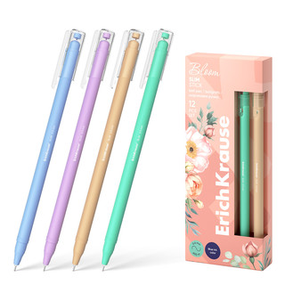 Ручка шариковая ErichKrause Slim Stick Pastel Bloom 0.7, ассорти. Цена за 1 шт.