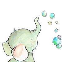 Слоненок пускает мыльные пузыри